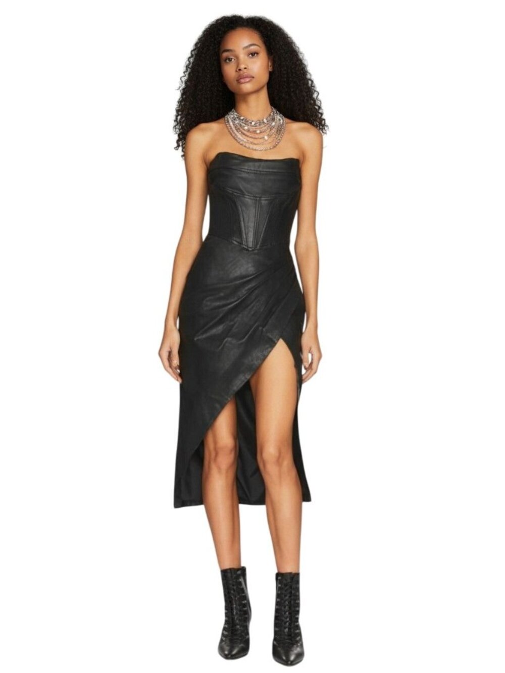 NBD Aya Leather Midi Dress in Black NWT - Size XL